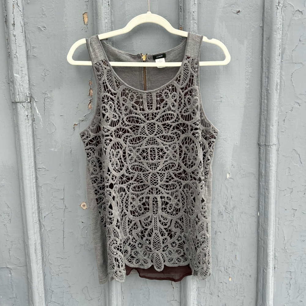 J Crew Merino blend lace front tank, size L